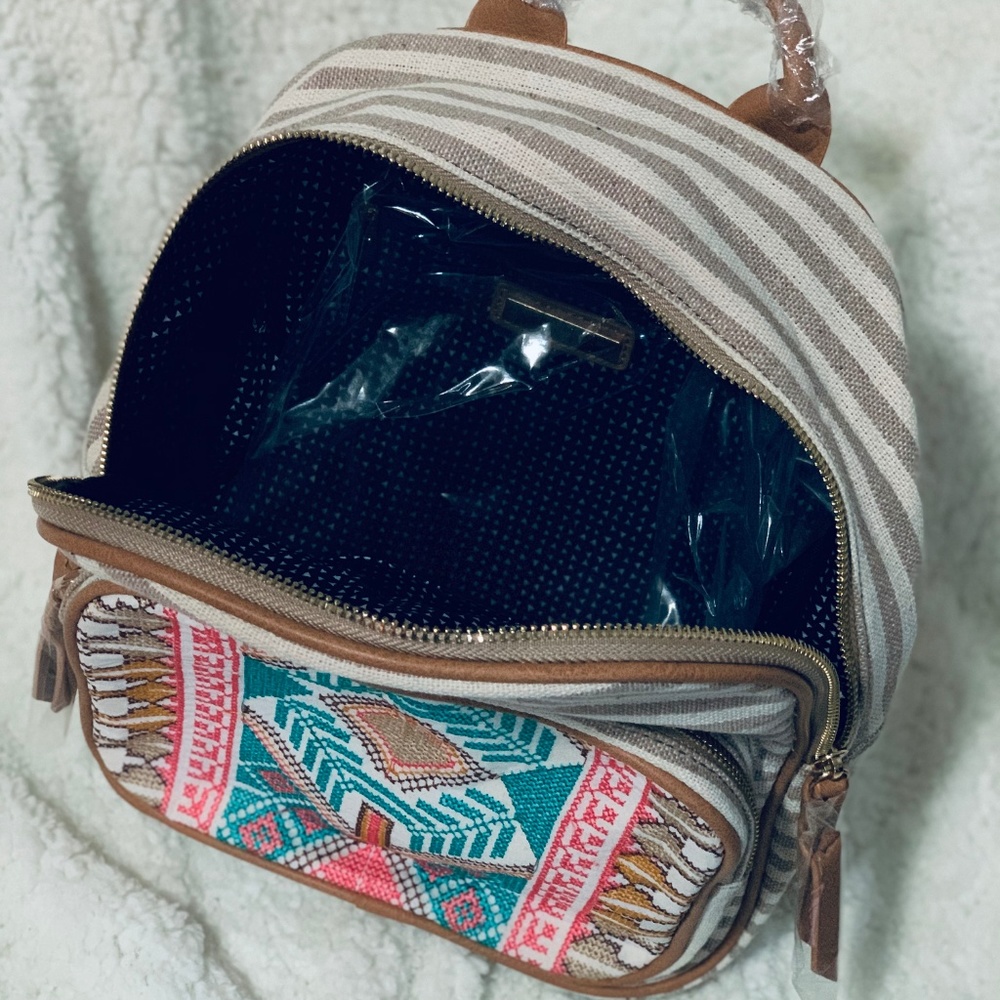 MMS Design Studio Boho Tan Striped Backpack - Picture 3 of 3